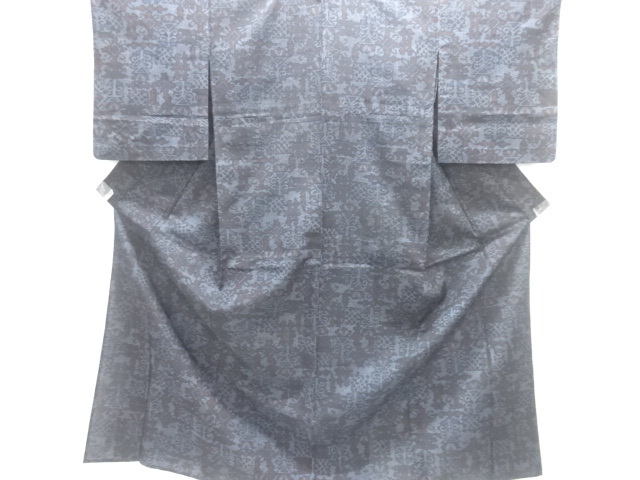 JAPANESE KIMONO / ANTIQUE HITOE KIMONO / TSUMUGI / WOVEN SARASA PATTERN